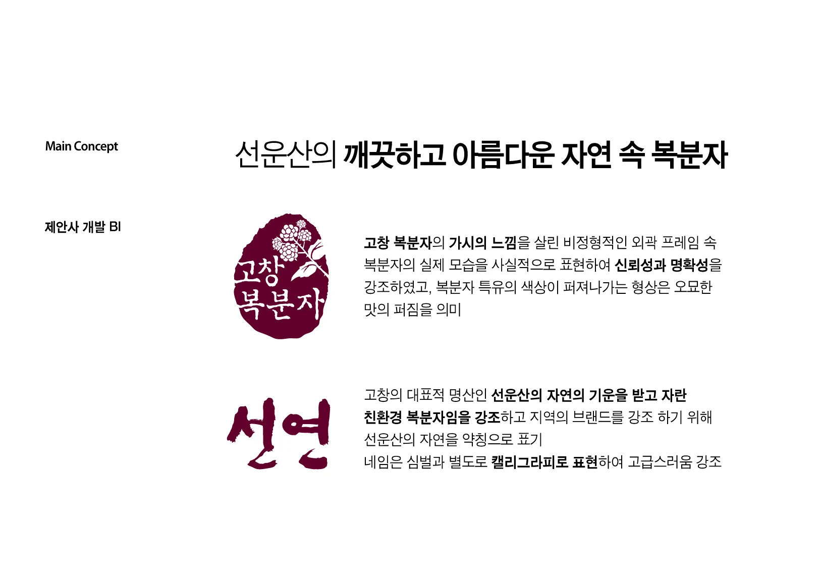 고창복분자 선연 — 브랜드 기본형과 디자인 설명