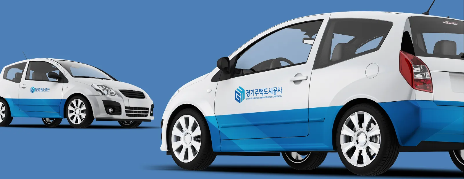차량 래핑 (블루·화이트)