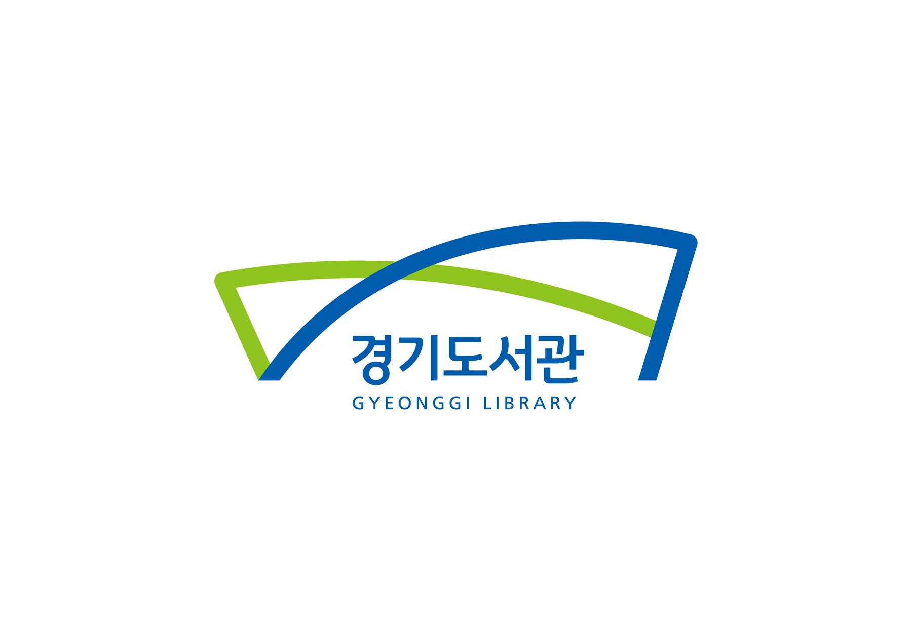 경기도서관의 초록과 파랑 심벌 및 로고